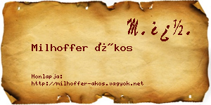 Milhoffer Ákos névjegykártya